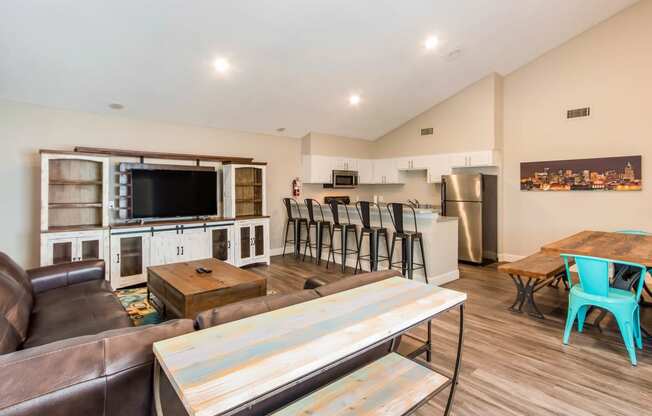 Clubhouse with Kitchen and TV at Glen at Lakewood, Lakewood, Colorado