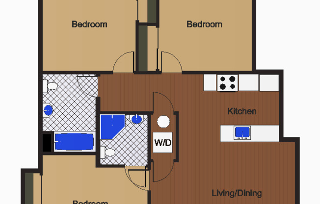 3 beds, 2 baths, 1,035 sqft, $3,995, Unit 203