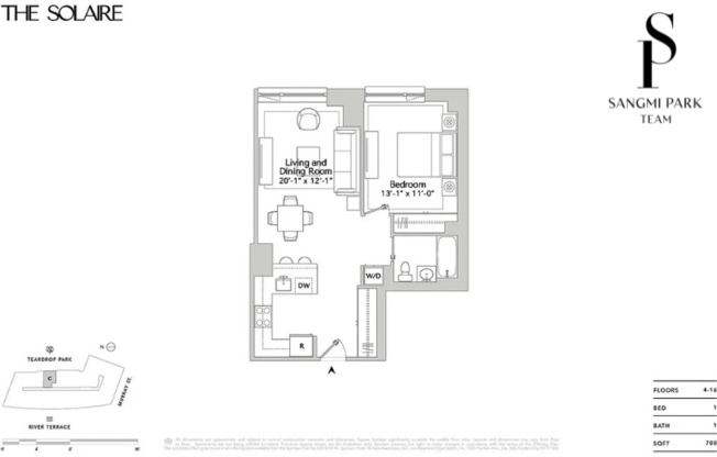 1 bed, 1 bath, 700 sqft, $5,700, Unit 14C