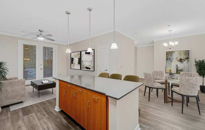 Kitchen island at Beaumont Apartments
