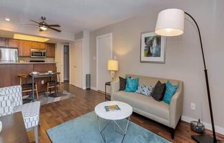 Living Room at Olive East Apartments