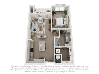1 bed, 1 bath, 807 sqft, $1,174