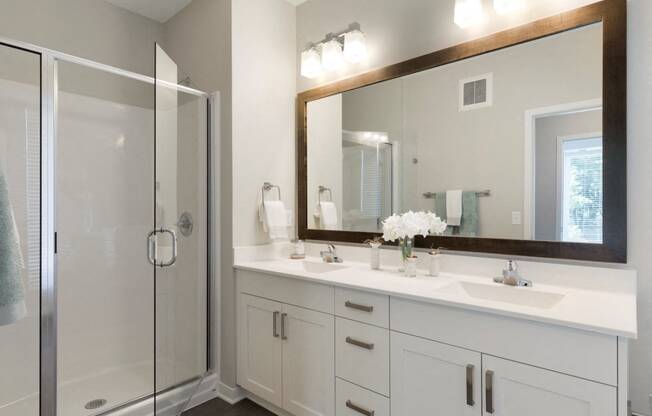 Master Bathroom Vanity at The McMillan Apartments in Shoreview, MN 55126