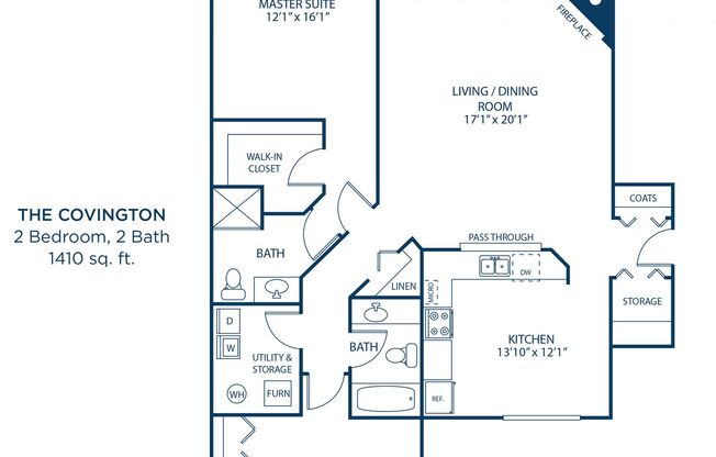 2 beds, 2 baths, 1,410 sqft, $1,620, Unit 1713