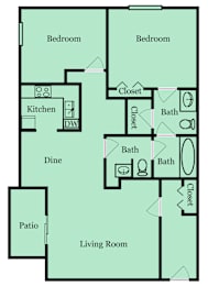 2 beds, 1.5 baths, 1,222 sqft, $1,380