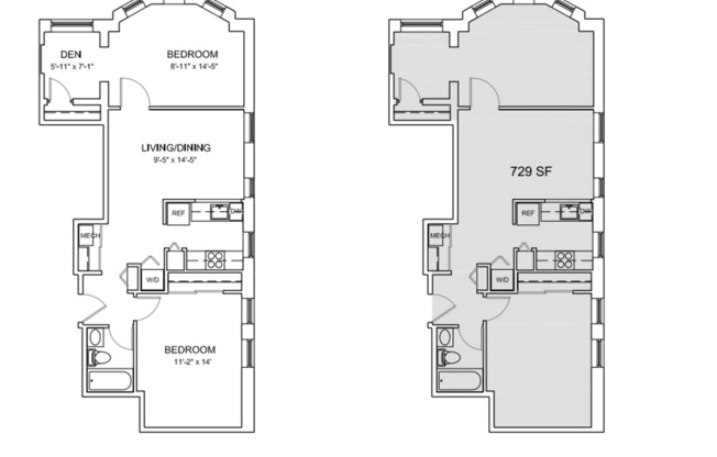2 beds, 1 bath, 729 sqft, $2,016, Unit A-302