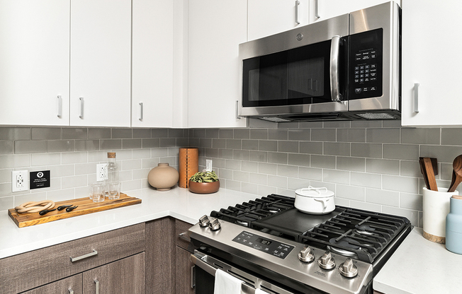 Upscale stainless steel appliances with gas range