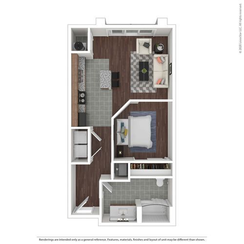 Studio, 1 bath, 615 sqft, $1,340