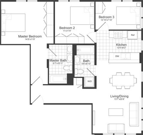 3 beds, 2 baths, 1,175 sqft, $5,100, Unit 314