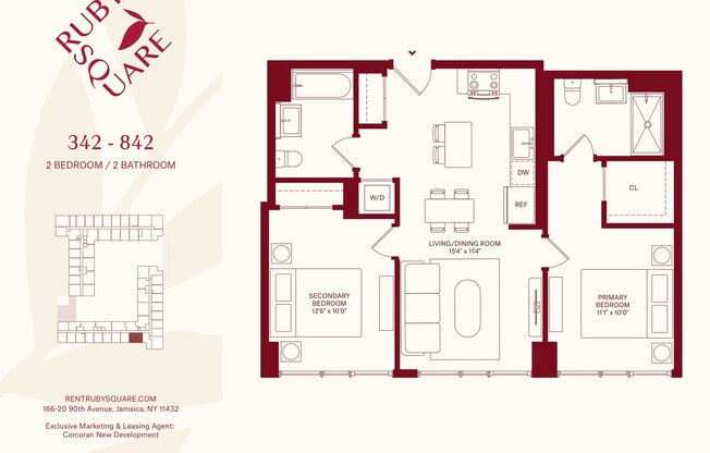 2 beds, 2 baths, $3,545, Unit 542S