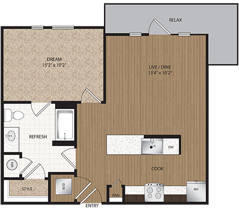 1 bed, 1 bath, 686 sqft, $1,399