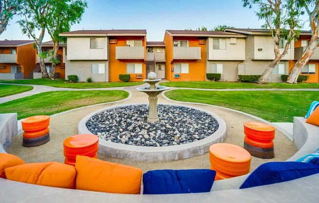 Courtyard Water Feature at Pacific Trails Luxury Apartment Homes, Covina, CA, 91722