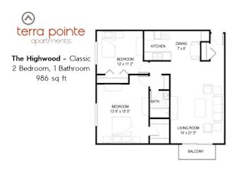 2 beds, 1 bath, 986 sqft, $1,525