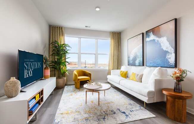 Living Room With TV at Station Bay, South Amboy, NJ