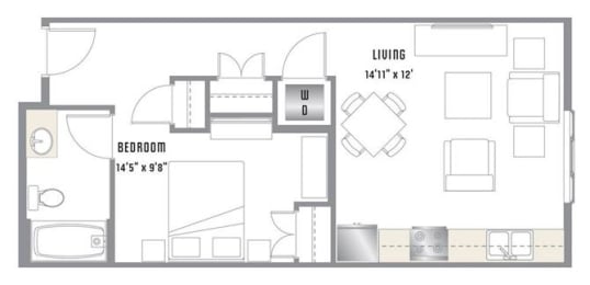 1 bed, 1 bath, 583 sqft, $1,449