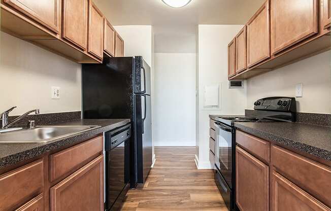 Kitchen with black appliances