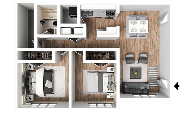 2 beds, 1 bath, 966 sqft, $1,450, Unit Unit 1224