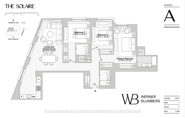 3 beds, 3 baths, 1,628 sqft, $20,000, Unit 22A