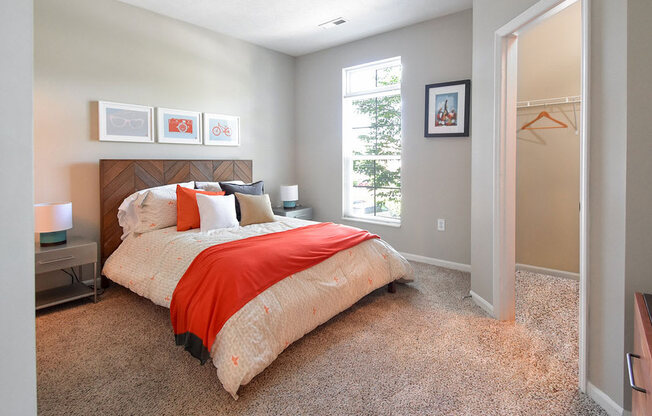 Beautiful Bright Bedroom With Wide Windows at Central Park Apartments in Worthington, Columbus, OH