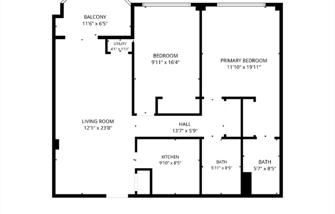 2 beds, 2 baths, 861 sqft, $2,450, Unit 407
