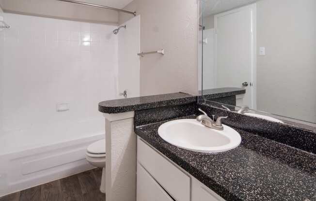 Bathroom at Preston Villas Apartment Homes, Dallas, Texas, TX