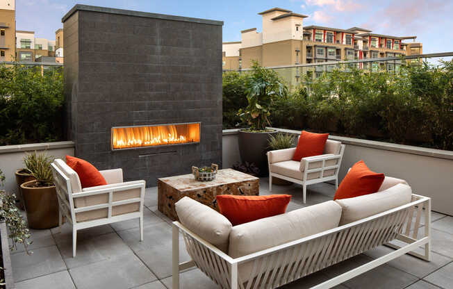 Outdoor Resident Lounge with Fireplace