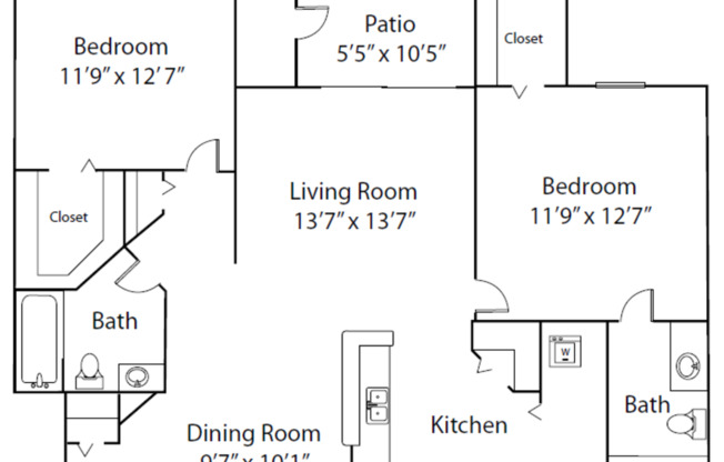 2 beds, 2 baths, 1,057 sqft, $1,705