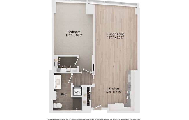 1 bed, 1 bath, 802 sqft, $3,596