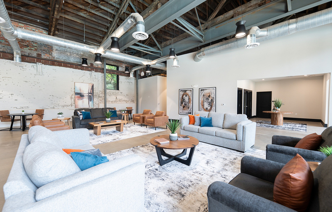 Spacious and stylish open-concept lounge area