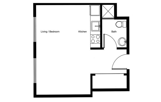 Studio, 1 bath, 275 sqft, $915, Unit 518