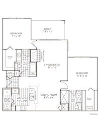 2 beds, 2 baths, 1,110 sqft, $1,635