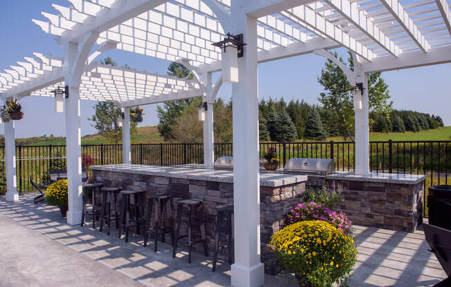 Outdoor Bar and Grilling Area with Pergola