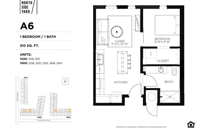 1 bed, 1 bath, 510 sqft, $1,225