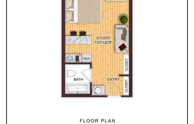 Studio, 1 bath, 265 sqft, $705