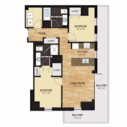 2 beds, 2 baths, 1,011 sqft, $2,140