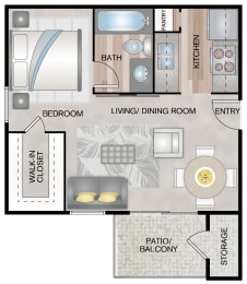 Studio, 1 bath, 440 sqft, $930