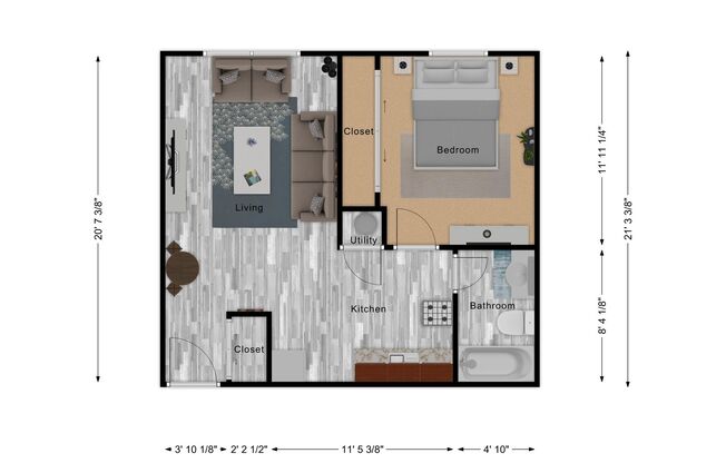 1 bed, 1 bath, 575 sqft, $845, Unit 1392-05