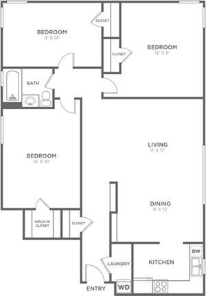 3 beds, 1 bath, 1,183 sqft, $2,875