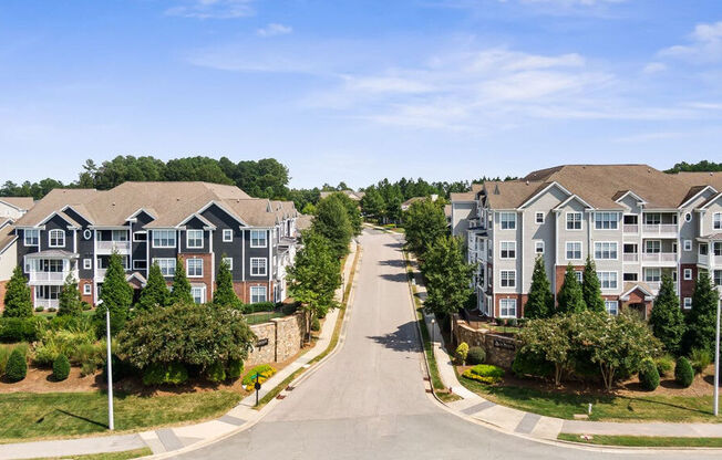 a street with rows of houses on either side