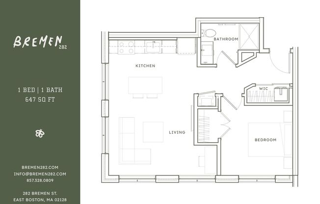 1 bed, 1 bath, 627 sqft, $2,990, Unit 201