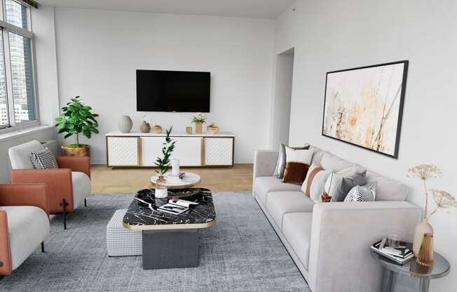 Living room at The Ashley Apartments, New York, New York