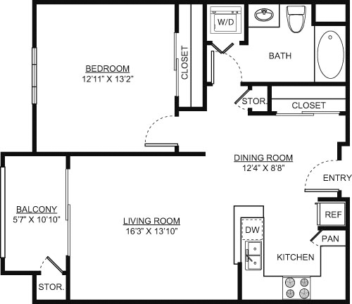 1 bed, 1 bath, 837 sqft, $3,444, Unit 208
