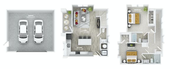 2 beds, 2.5 baths, 1,170 sqft, $3,019