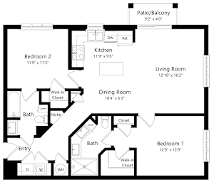 2 beds, 2 baths, 1,168 sqft, $2,485