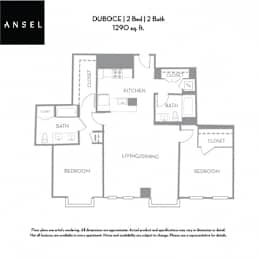 2 beds, 2 baths, 1,290 sqft, $5,404