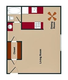 Studio, 1 bath, 450 sqft, $850