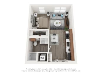 Studio, 1 bath, 475 sqft, $1,331