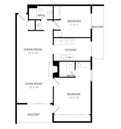 2 beds, 2 baths, 1,005 sqft, $1,605