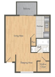 Studio, 1 bath, 399 sqft, $1,235