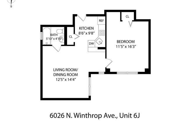 1 bed, 1 bath, 408 sqft, $1,850, Unit 7J